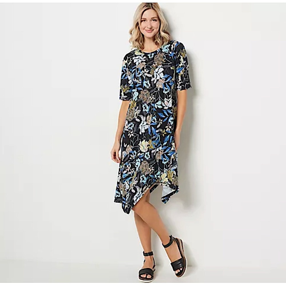 LOGO by Lori Goldstein Overlap Hem Dress